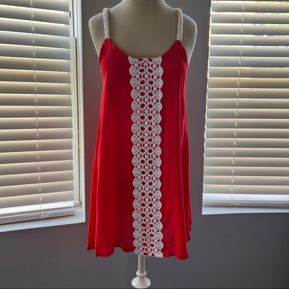 Tomato Tunic with Crochet Accent - Picture 2 of 5